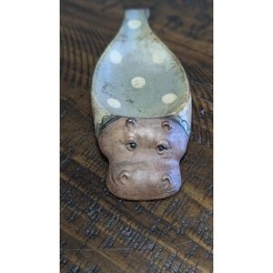 Vintage UCTCI Hippo Spoon Rest Japan Stoneware w/Polka Dots Hippopotamus